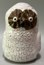 Vintage Ceramic Pottery Whimsical Handcrafted Owl Figurine Bank Textured MCM picture