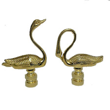 SET OF 2 POLISHED BRASS SWANS- LAMP SHADE FINIALS  #115, #116 picture