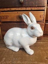 Crackle Glaze Creamy White Ceramic Rabbit Easter Bunny  Vintage picture