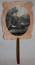 1920's Antique Advertising Hand Fan Woman /Shotgun in Boat Spearfish South Dak picture