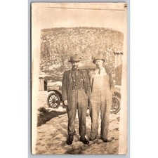 Antique RPPC Real Photo Postcard Men with Early Automobile Car Snow Velox 1910s picture