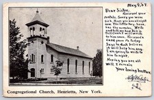 Antique New York Postcard HENRIETTA Congregational Church 1907 picture
