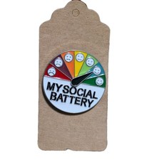 Pin Funny Sarcasm Flair - My Social Battery With Movable Arrow picture
