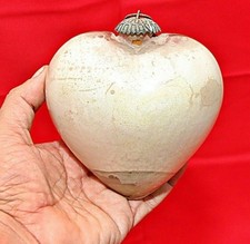 Vintage Heart Kugel Ornament: Heavy Milky Glass Christmas Decor picture