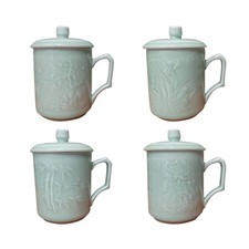 Celadon Ceramic Mugs - Four Seasons - Set of 4 picture