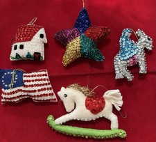 Vintage Handmade Felt Sequin Christmas Ornaments  4