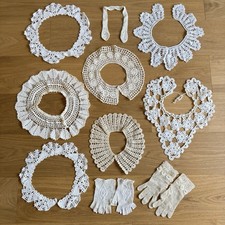 Lot Antique Vintage Lace Collars Crochet Doilies Gloves Victorian Cottage Core picture