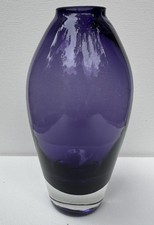 Vintage Amethyst Purple Art Glass Sommerso Teardrop Vase 6