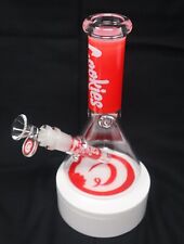 8” Cookies Red Thick Glass Beaker Bong Water Pipe picture