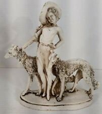 Vintage Hecho En Mexico Stone Statue Lady with Dogs Stone Figure Sculpture picture