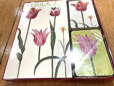 NEW Caspari Tulipa Royal Horticultural Society Playing Cards Bridge Set picture