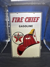 1954 Texaco Fire Chief Gasoline Porcelain sign Original 12” x 18” A picture