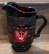 Avon Deep Ruby Red 1876 Cape Cod Collection Glass Large Pitcher with Handle picture