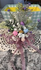 Vintage Handmade Easter Corsage Eggs Easter Mass Lamb Cross Flowers Granny Core picture