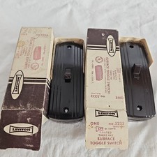 Vintage NOS Leviton 5233 Lev-O-Let Brown Bakelite 3-Way Surface Switches Pair picture