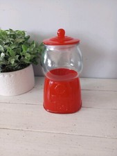 Glass Storage Cookie Jar Gumball Machine Red Canister Valentine's Day Sculpture picture