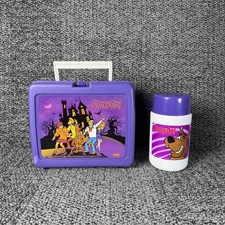 Vintage 1997 Scooby Doo Lunch Box with Thermos Hanna Barbera Purple Mystery Inc picture