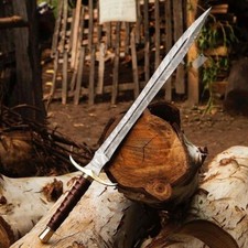 CUSTOM HANDMADE FORGED DAMASCUS STEEL HUNTING VIKING REAL LONG SWORD WITH SHEATH picture