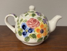 Mariam's Garden Handpainted Teapot Roses Flowers picture