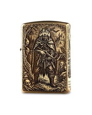 Zippo Armor Antique Brass Viking Werewolf Engraved Lighter Norse Fantasy picture