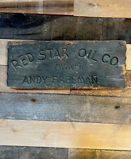 ANTIQUE WOODEN RED STAR OIL CO. SIGN DOUBLE SIDED Service Station Freedom picture