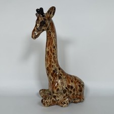 Vintage Hand Painted Ceramic Giraffe Figure Sitting MCM 10.5