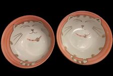 Maneki Neko Lucky Cat Porcelain Bowl Set  -Shallow and Deep JAPAN EUC picture