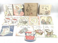 Lot of 14 Vintage 1930’s Cute Baby Shower Cards Used Good Condition picture