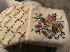 vintage needlepoint pillow covers Two Beautiful Zippered Covers For 12x12 Pillow picture