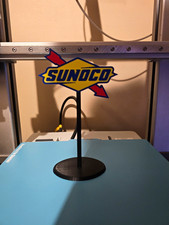 Sunoco Gas & Oil Advertising Sign on Display Stand - Yellow Blue Red picture