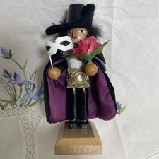 Steinbach German Wooden 4” Phantom Opera Mask and Rose Mini Nutcracker Figurine picture