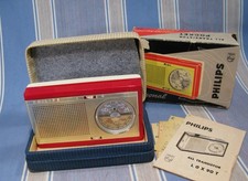 RARE 1959 PHILIPS LOX90T FANETTE TRANSISTOR RADIO NrMINT BOXED w/ ACCESSORIES picture