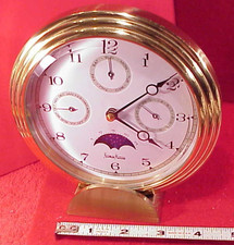 Vintage NEIMAN MARCUS 6 1/4 in MOONPHASE GOLD PLATED DESK CLOCK New Battery picture