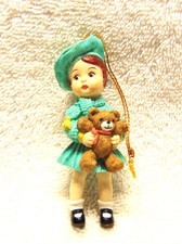 Vintage 1996 Effanbee Patsy Doll w/ Teddy Bear Christmas Ornament 3.5”   #H picture