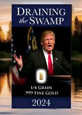 (5) President Donald Trump 2024 Election 24k Gold DRAIN THE SWAMP Bullion Cards  picture