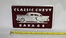Vintage Cast Aluminum Classic Chevy Garage Plaque Collectable Nostalgia picture