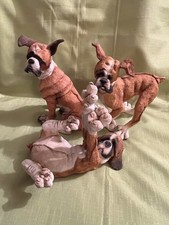 DOG-PUPPY-BOXER- “ A BREED APART” FIGURINE, DECOR, STATUE, SET OF 3.  “ MINT ” picture