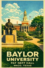 Baylor University 🏫 Pat Neff Hall Poster - 24x36” - Premium 💎 Art Print picture