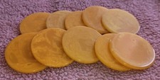 Vintage lot of 10 Art Deco Bakelite Yellow Swirl Poker Chips Art Crafts MCM W@W picture