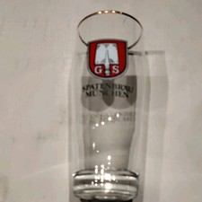 Spaten-Bräu München German Beer Glass GS Logo Gold Rim Breweriana Germany picture