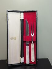 Vintage Kirk & Matz Sheffield England Meat Carving Fork Knife 2pc Set Orig Box picture