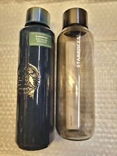 Lot 2x 2022 Starbucks Recycled Glass Dark Blue 22oz & Gray Marble Wave 20oz picture