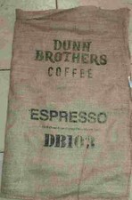 Lot of 2 Large Expresso Coffee Bean Burlap Bags Sacks, Wall Art, 30