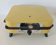 VTG Rival MCM Waffle Maker Grill 90 Reversible Plates Harvest Gold Yellow WORKS picture