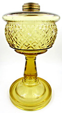 Antique Amber Glass BEADED DIAMOND BAND Kerosene Oil Stand Lamp THURO 1, p. 203 picture