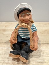 VTG Hand Carved Norwegian Sailor by Henning, Authentic Wooden Folk Art Figurine  picture