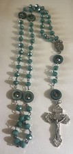 Artisan Catholic Rosary Heirloom Vintage Beads Pardon Crucifix Miraculous 21” picture