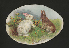 Antique Ernest Nister Easter Card No. 55 Rabbit A Happy Easter 1907 Bavaria picture