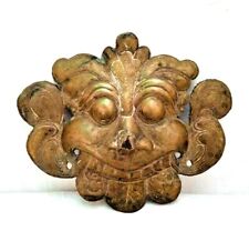 1800's Old Vintage Antique Brass Embossed Yali Head Face Mask / Figure / Statue picture