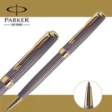 Good Parker Sonnet Series Ballpoint Pen Grey Grid Gold Clip Fine Nib Blue Ink picture